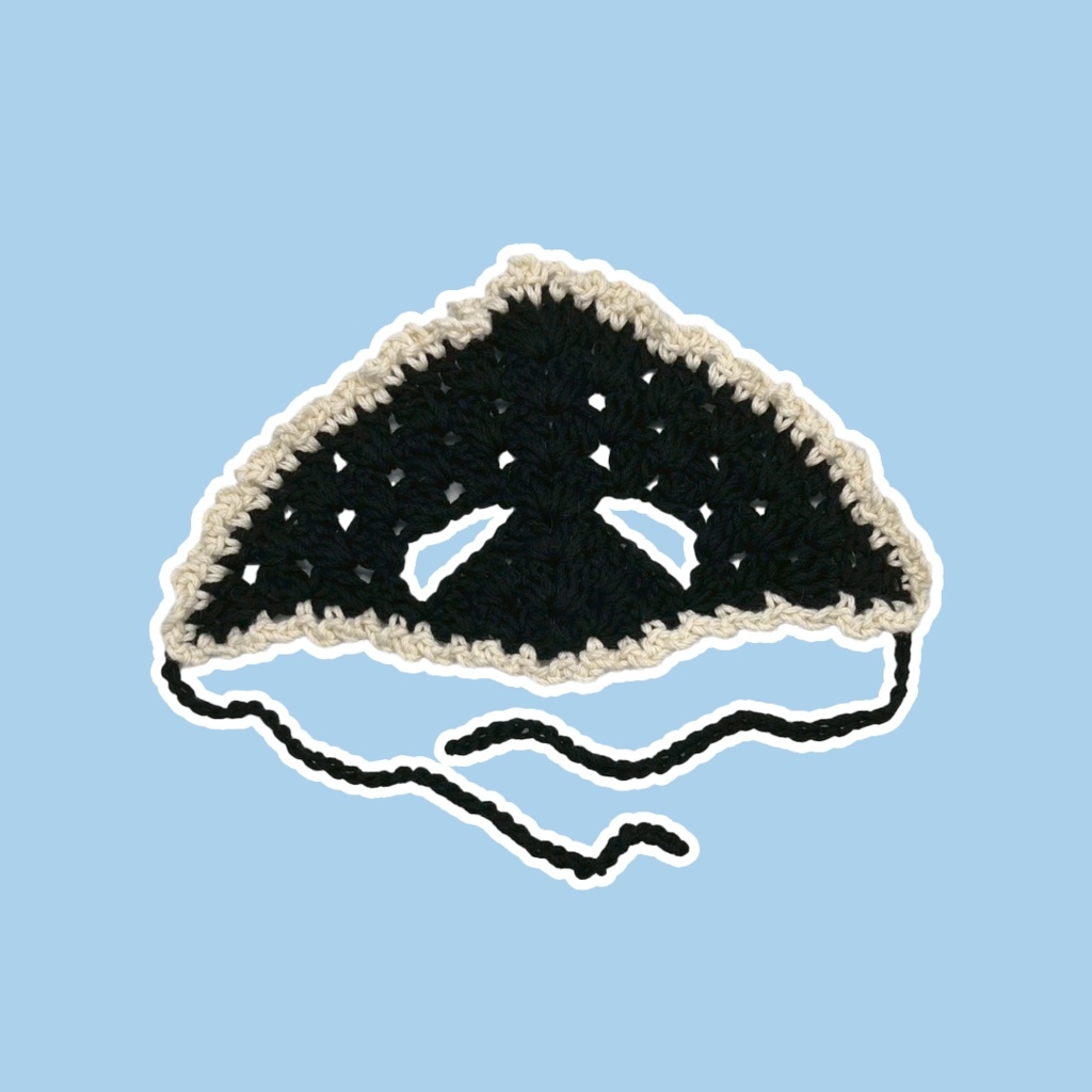 【10cmぬい服】 耳出しフリルのバブーシュカ(黒)