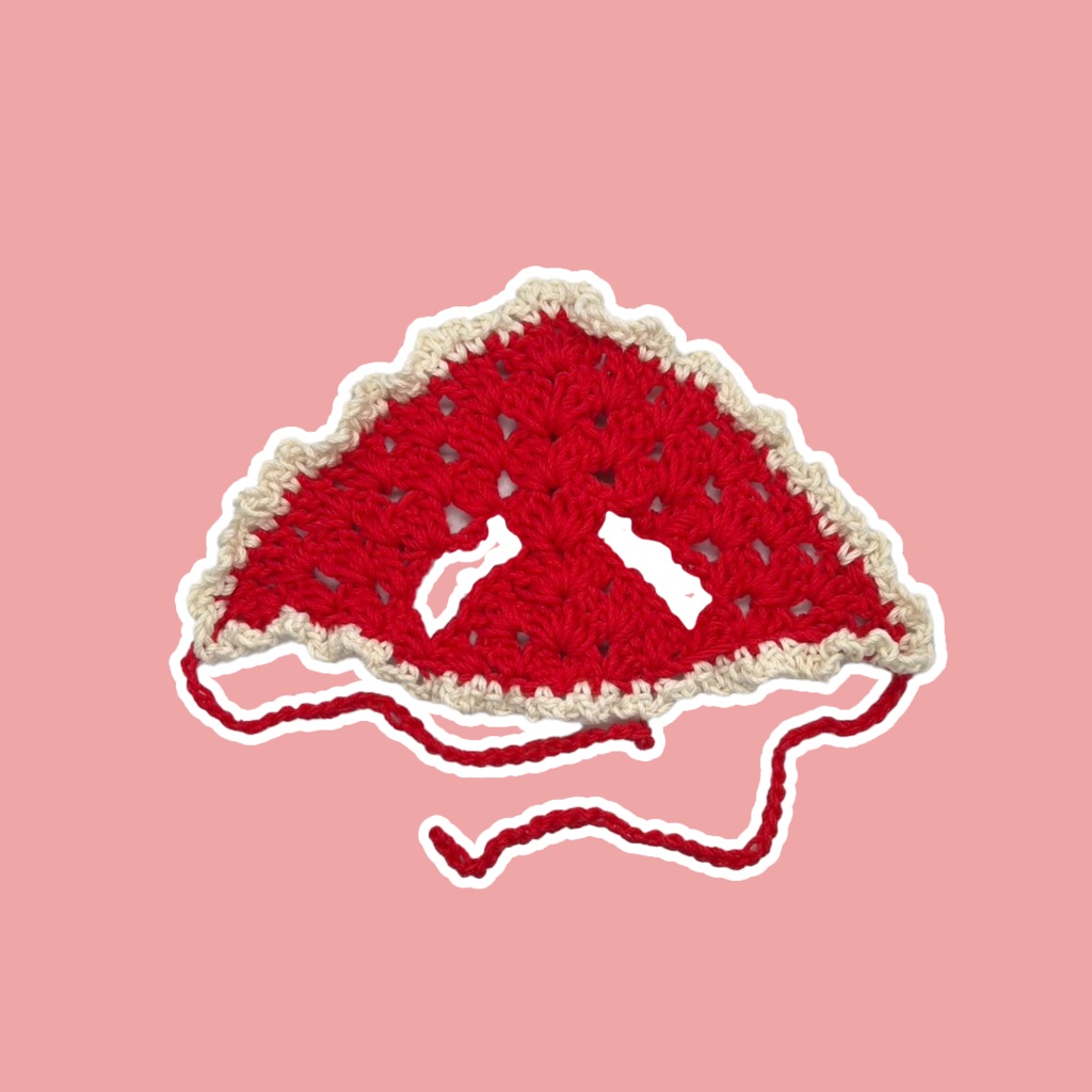 【10cmぬい服】 耳出しフリルのバブーシュカ(赤)