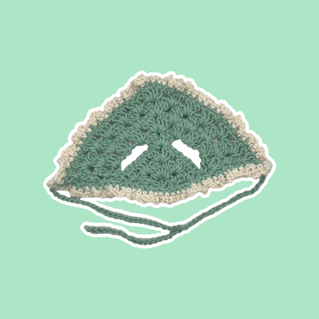 【10cmぬい服】 耳出しフリルのバブーシュカ(薄緑)