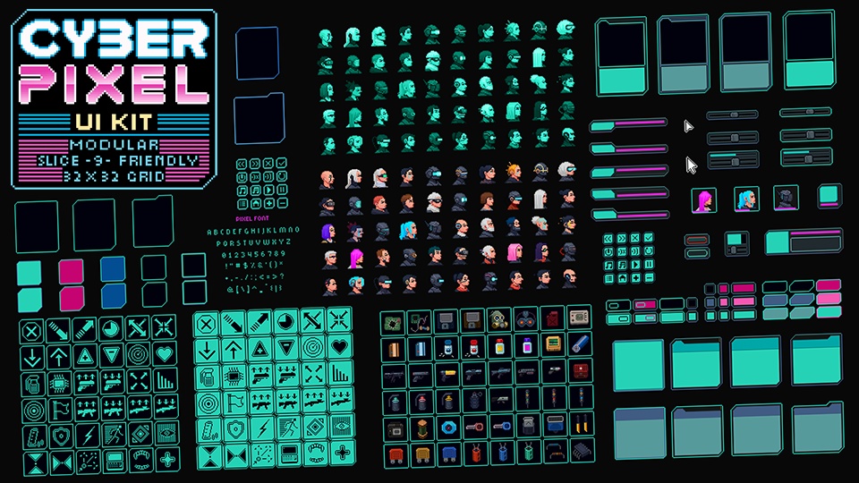 サイバーピクセル:UI/GUIキット - Cyber Pixel: UI/GUI Kit