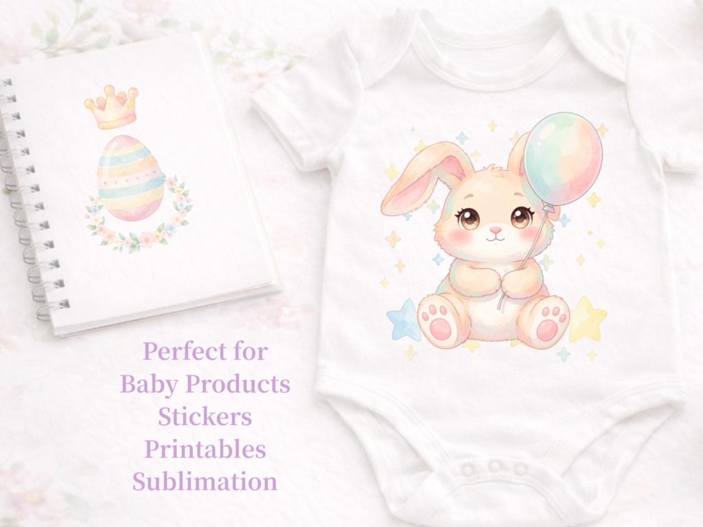 パステルうさぎクリップアート30点|PNG素材|背景透過|かわいい水彩うさぎイラスト|商用利用OK