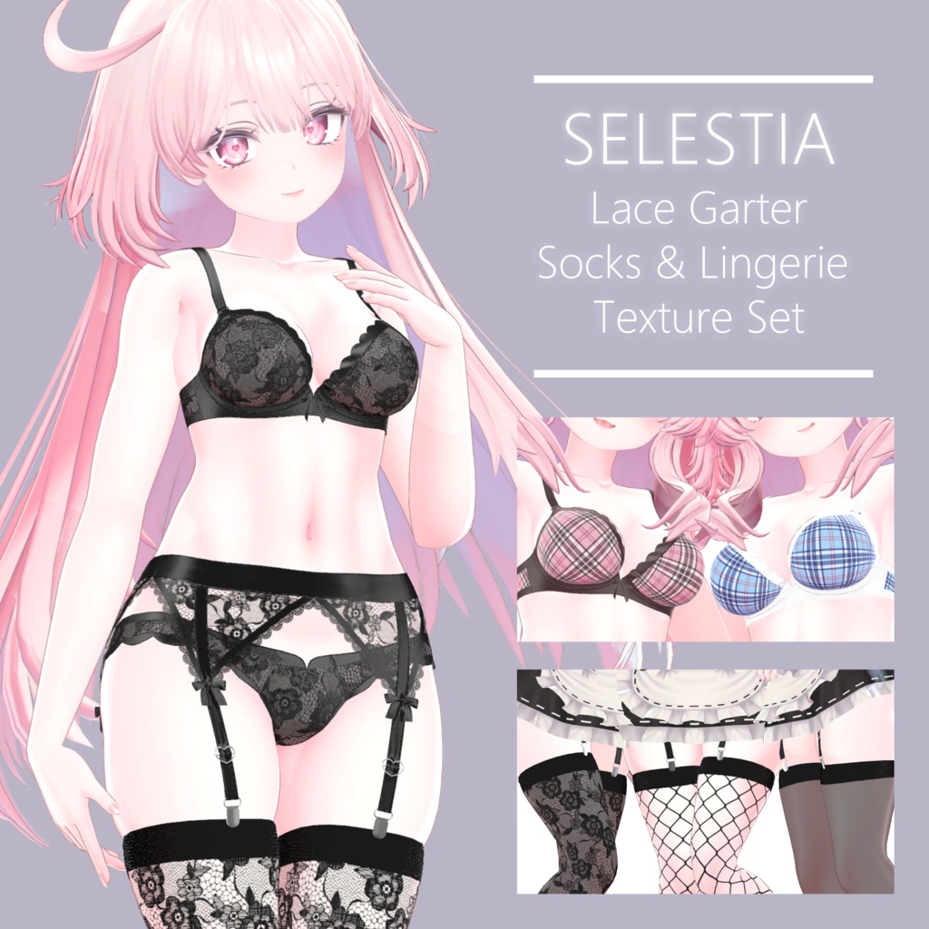 Lace Garter + Socks & Lingerie Texture Set for Selestia