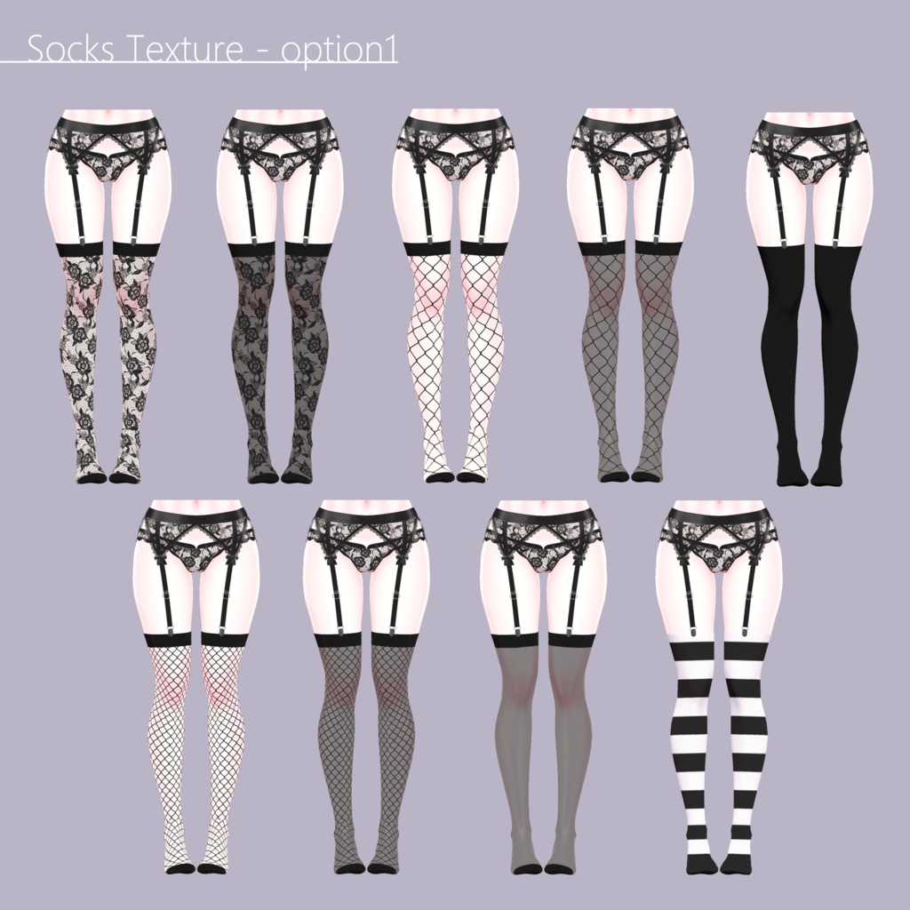 Lace Garter + Socks & Lingerie Texture Set for Selestia
