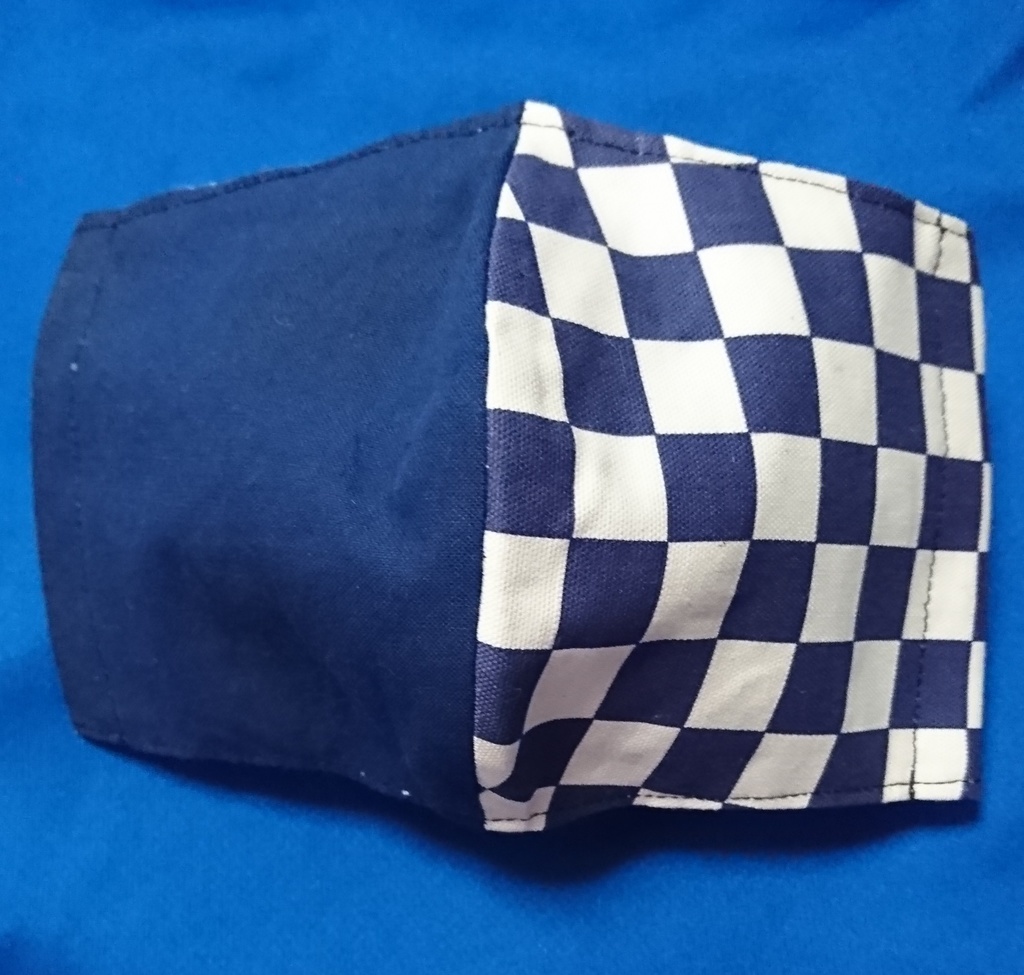 ハンドメイドマスク 市松模様 ネイビー