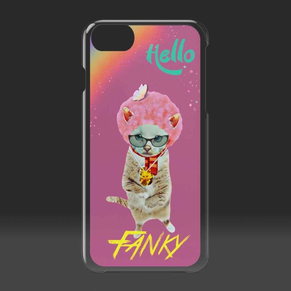 【クリアiPhoneケース】FANKY CAT レインボー