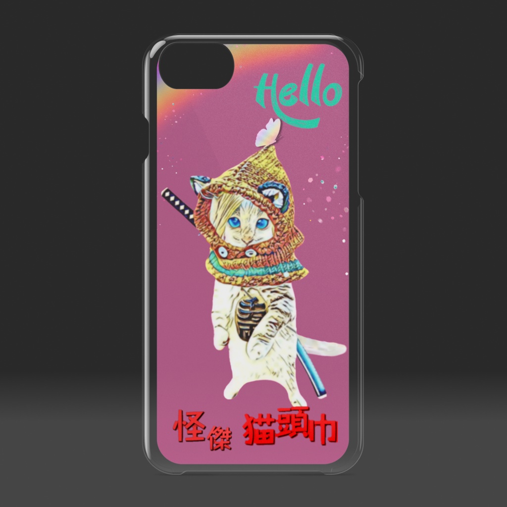 【クリアiPhoneケース 】怪傑 猫頭巾 レインボー