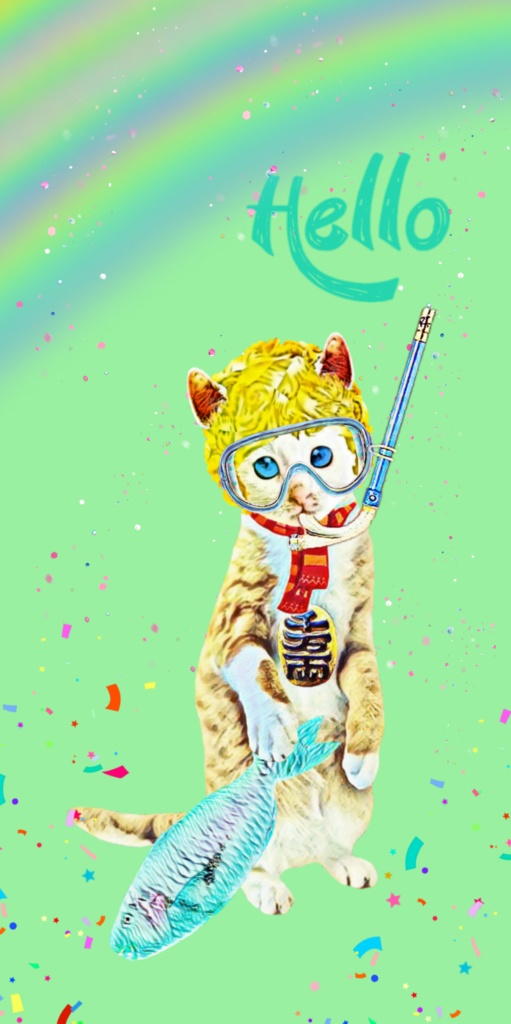 【クリアiPhoneケース】CAT BOY 水中メガネ