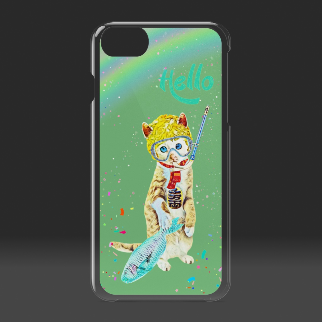 【クリアiPhoneケース】CAT BOY 水中メガネ
