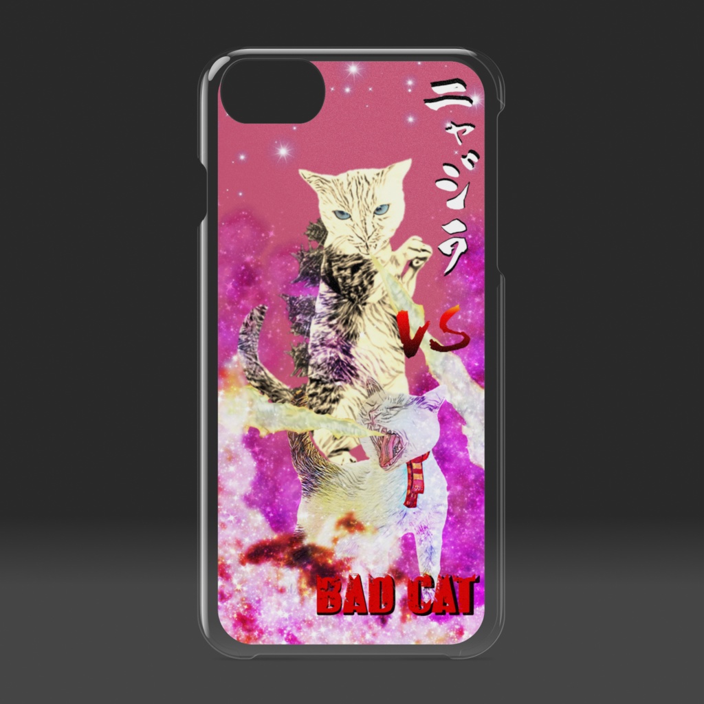 【クリアiPhoneケース】ニャジラvsBAD CAT