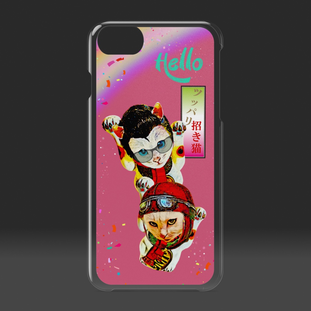 【クリアiPhoneケース】ツッパリ招き猫
