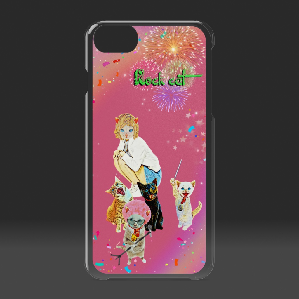 【クリアiPhoneケース】Rock cat LIVE