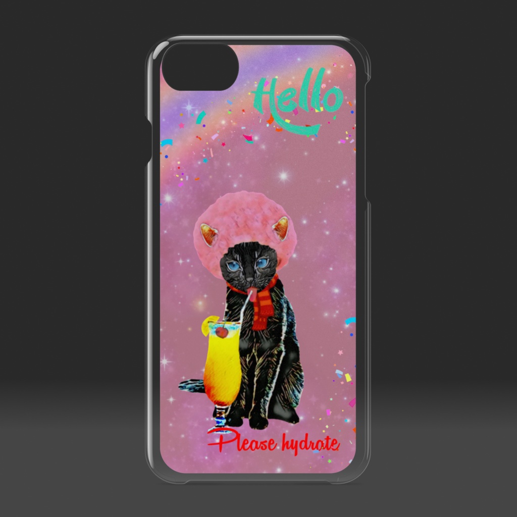 【クリアiPhoneケース】Black cat