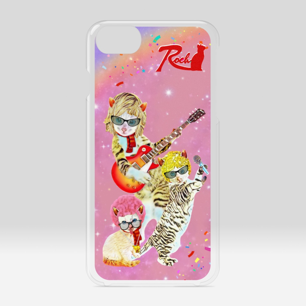 【クリアiPhoneケース】Happy Rock cat