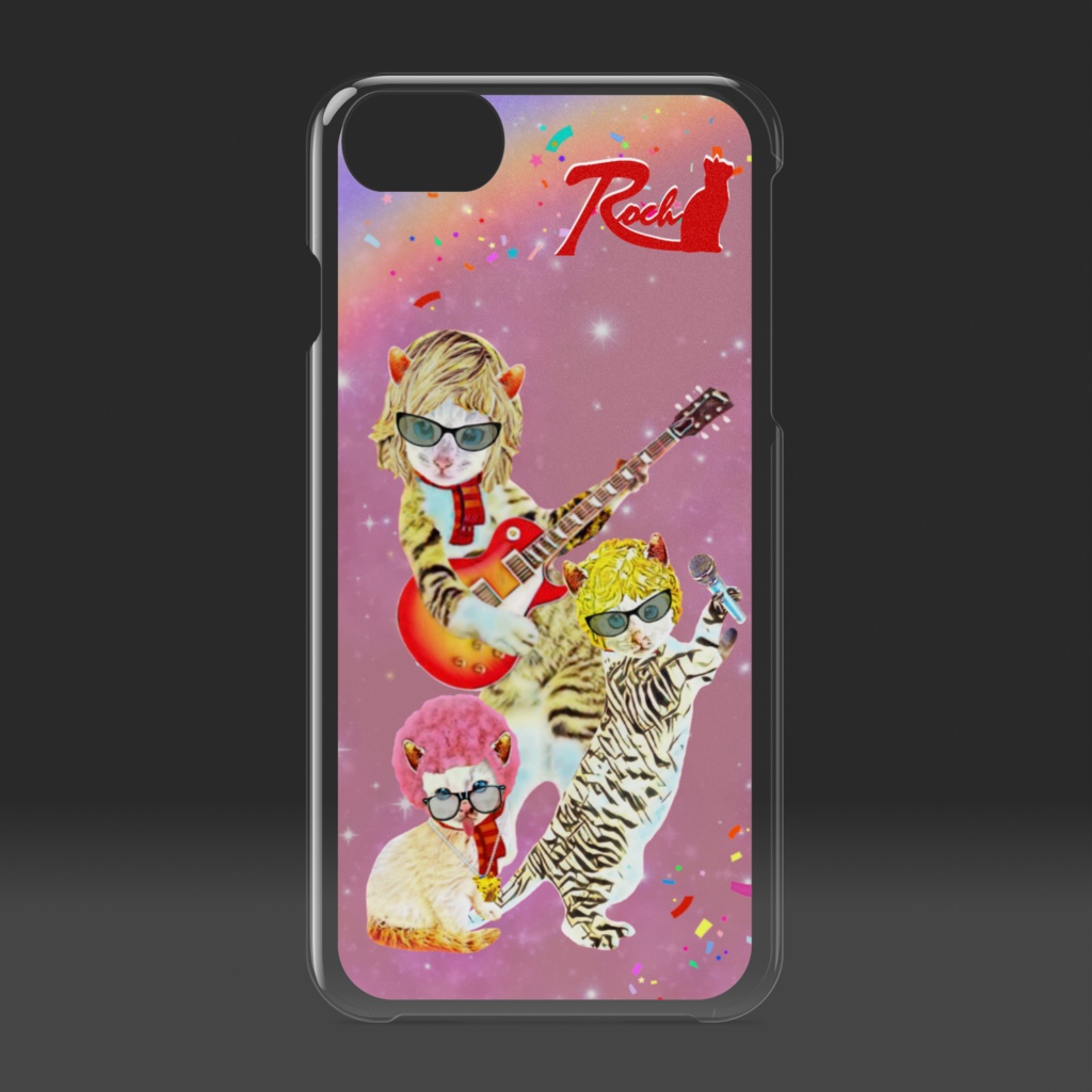 【クリアiPhoneケース】Happy Rock cat