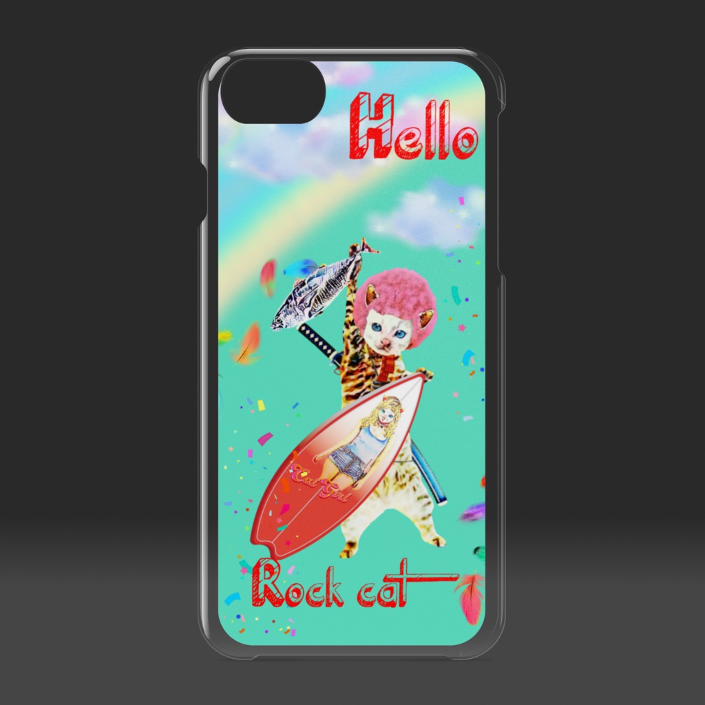 【クリアiPhoneケース】CAT BOY サーファー