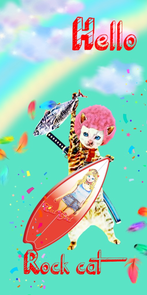 【クリアiPhoneケース】CAT BOY サーファー