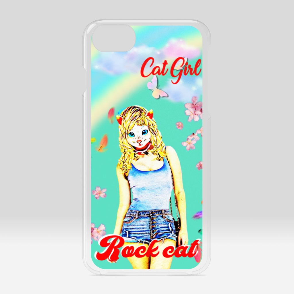 【クリアiPhoneケース】CAT GIRL SUMMER