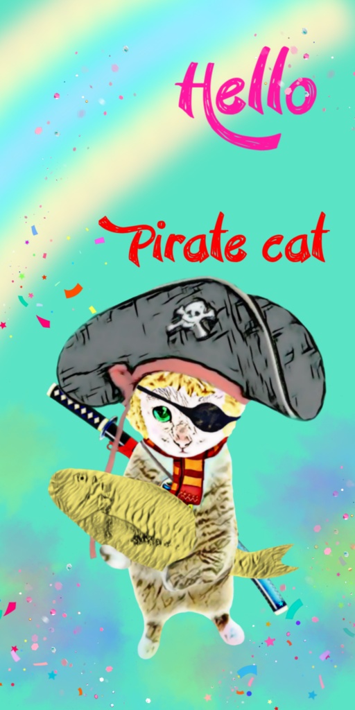 【クリアiPhoneケース】海賊キャット