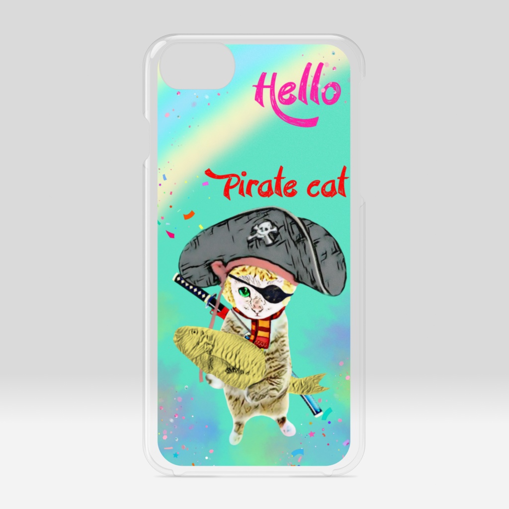 【クリアiPhoneケース】海賊キャット