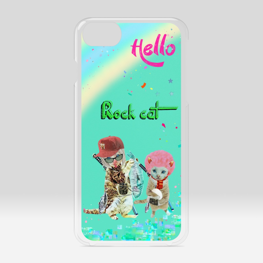 【クリアiPhoneケース】Rock cat Fanky