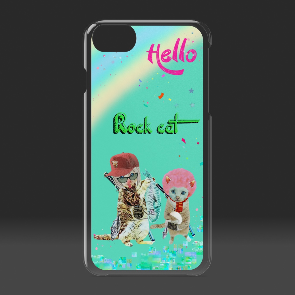 【クリアiPhoneケース】Rock cat Fanky