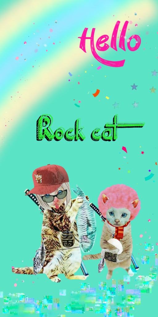 【クリアiPhoneケース】Rock cat Fanky