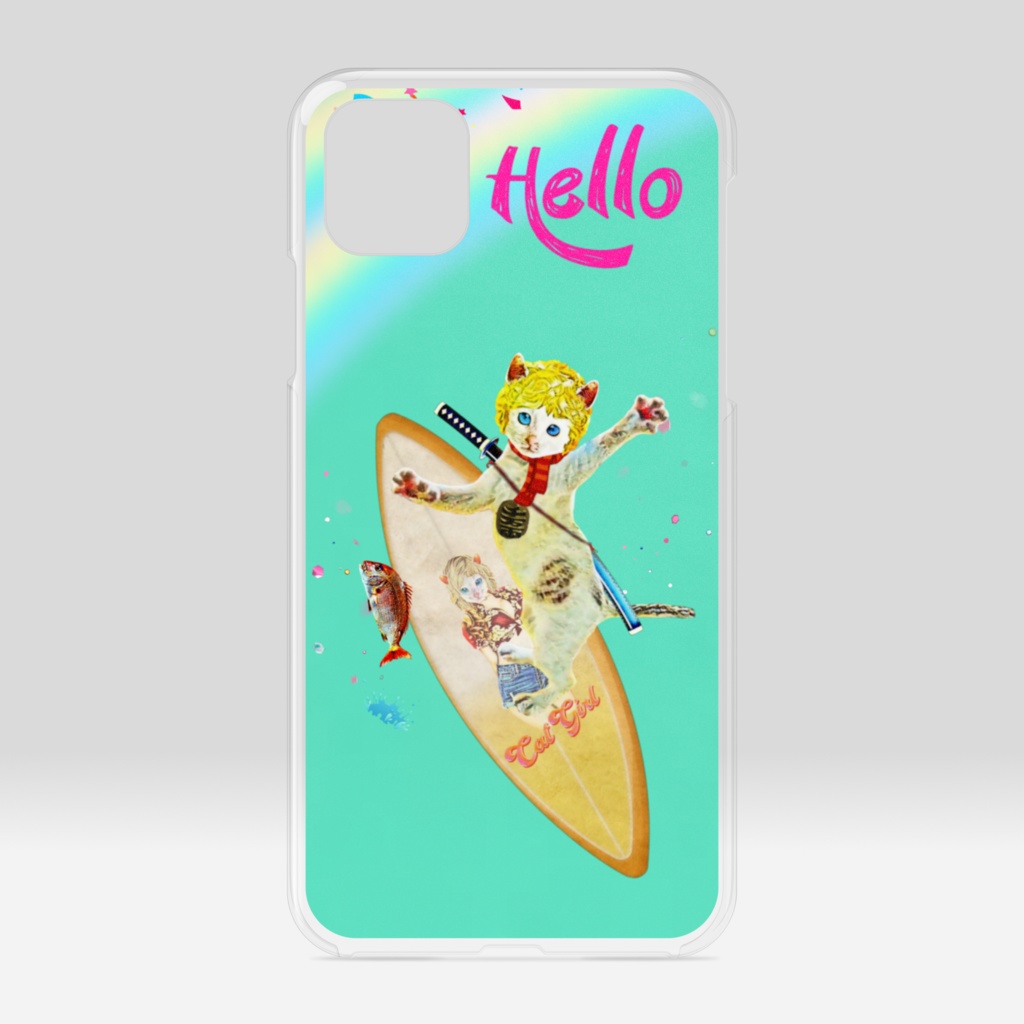 【クリアiPhoneケース】波乗りCAT