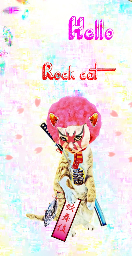 【クリアiPhoneケース】歌舞伎CAT 桜吹雪