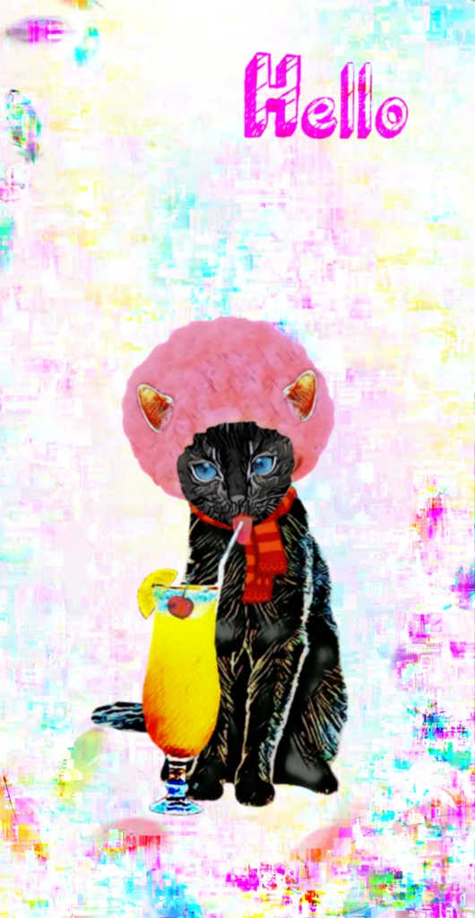 【クリアiPhoneケース 】アフロBlack cat