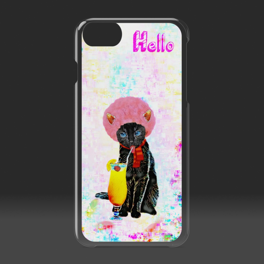 【クリアiPhoneケース 】アフロBlack cat