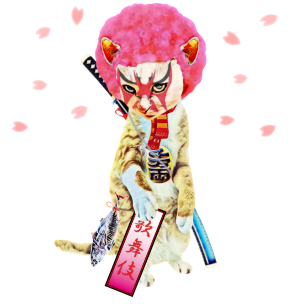 【ラグランTシャツ】歌舞伎 招き猫