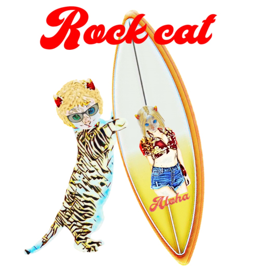 【Tシャツ バックプリント】Rock cat サーファー