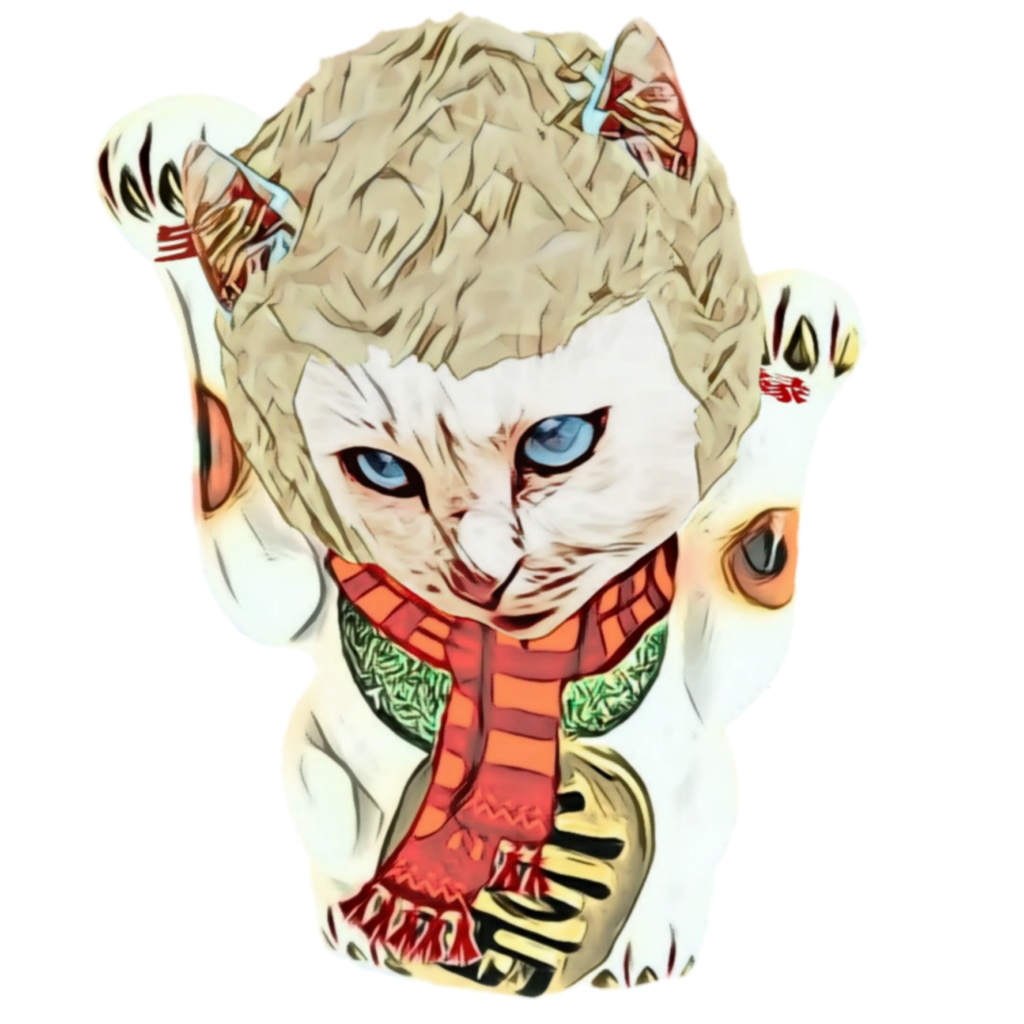 【カラーTシャツ】金髪招き猫