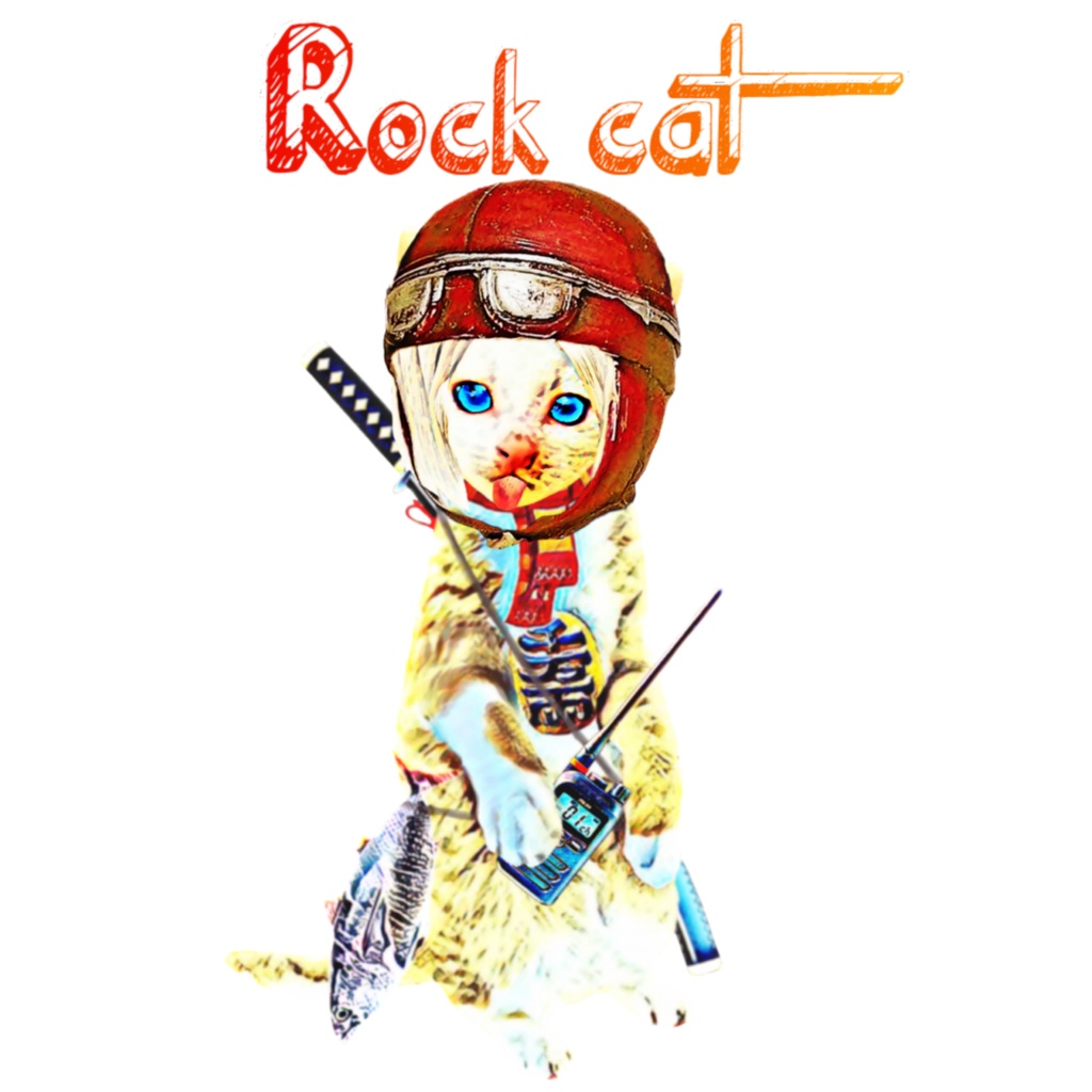 【カラーTシャツ】Rock cat girl