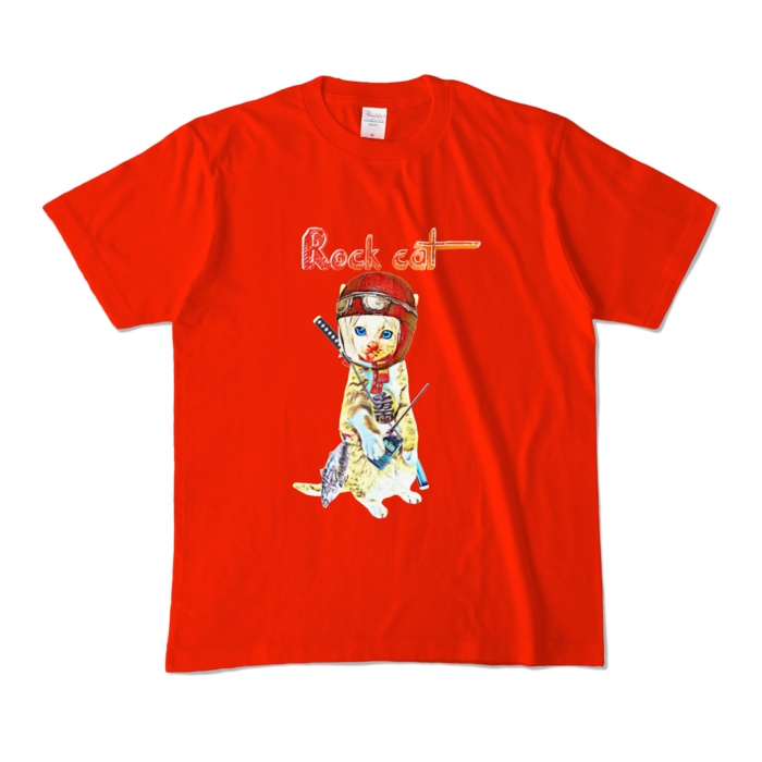 【カラーTシャツ】Rock cat girl