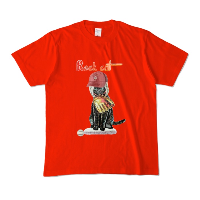 【カラーTシャツ】Rock cat Baseball