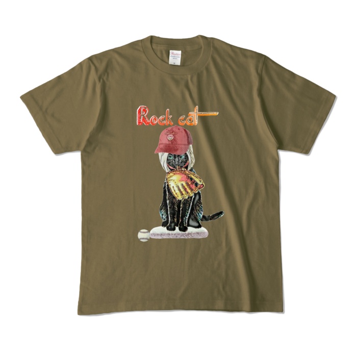 【カラーTシャツ】Rock cat Baseball