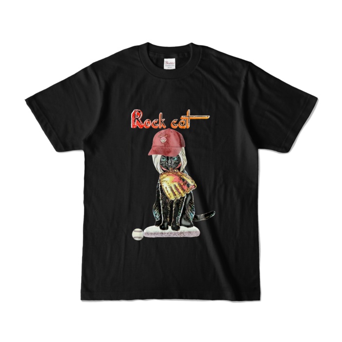 【カラーTシャツ】Rock cat Baseball