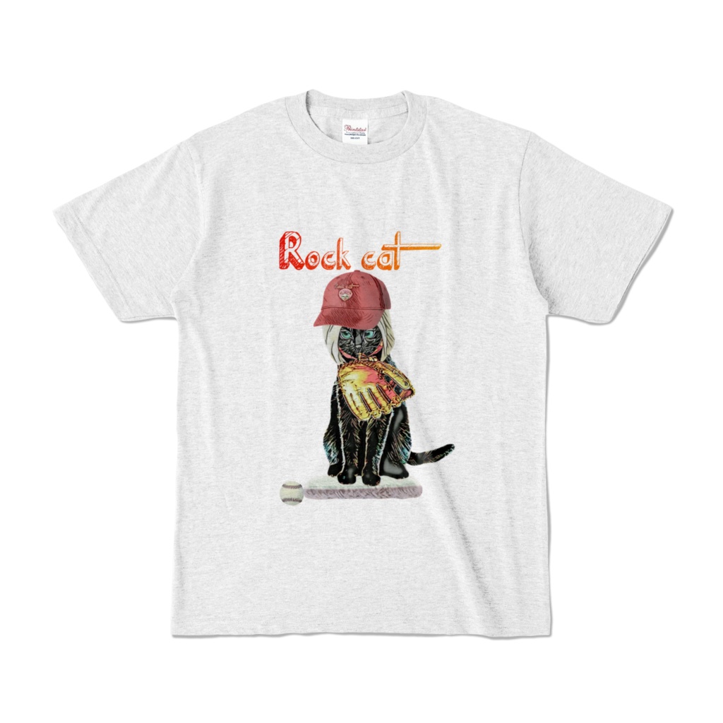 【カラーTシャツ】Rock cat Baseball