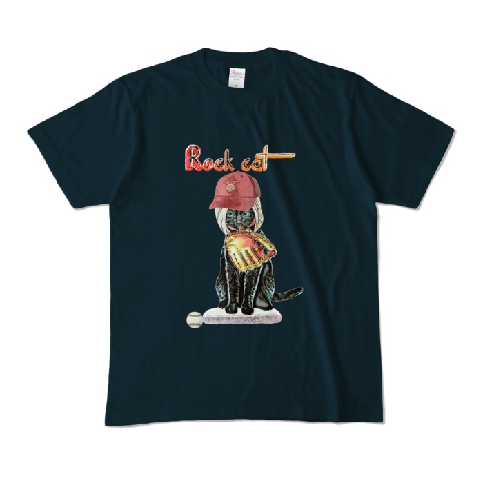 【カラーTシャツ】Rock cat Baseball