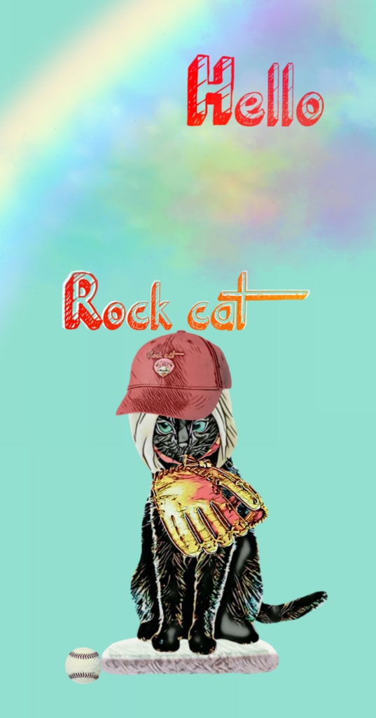 【クリアiPhoneケース】Rock cat Baseball