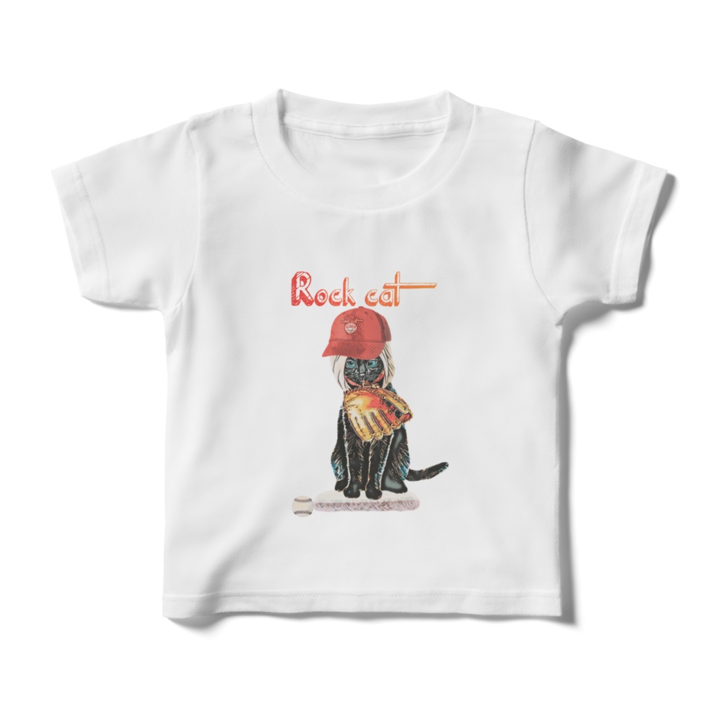 【キッズTシャツ】Rock cat Baseball