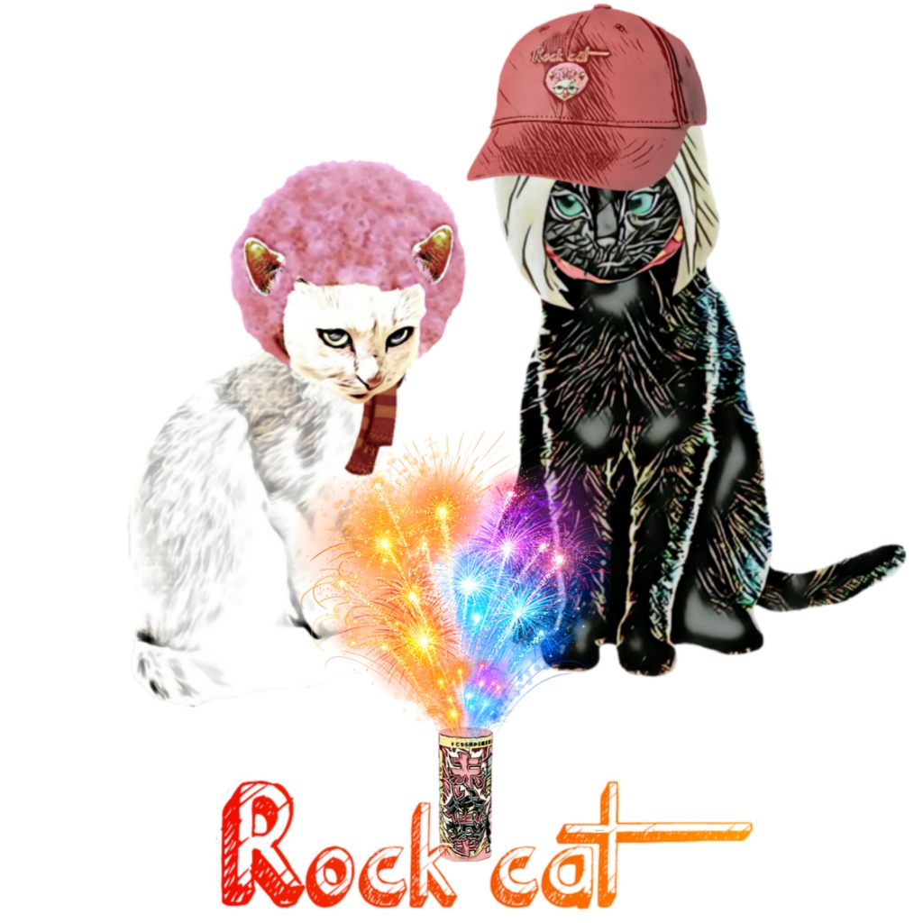 【Tシャツ】White & Black cat