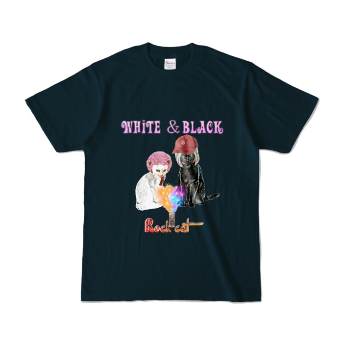 【カラーTシャツ】White & Black cat