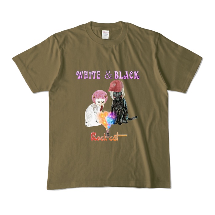 【カラーTシャツ】White & Black cat
