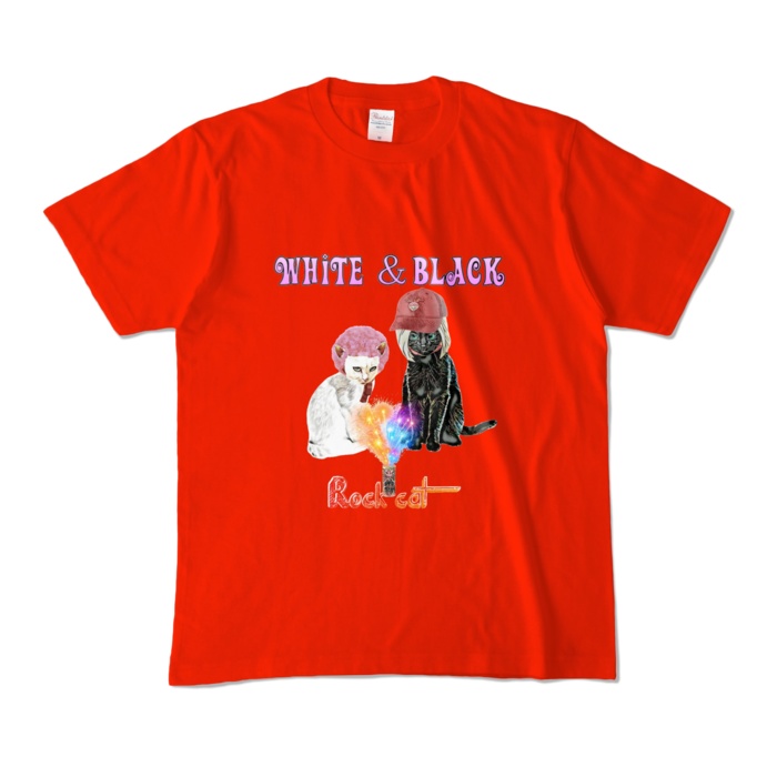 【カラーTシャツ】White & Black cat