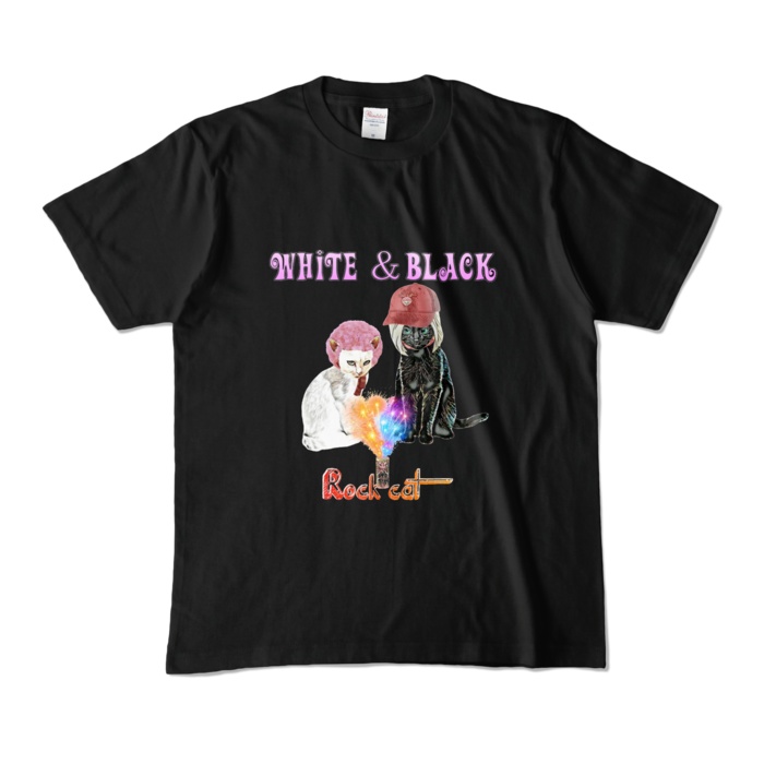 【カラーTシャツ】White & Black cat
