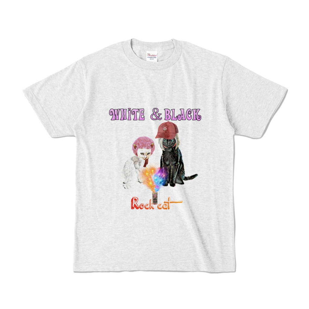 【カラーTシャツ】White & Black cat
