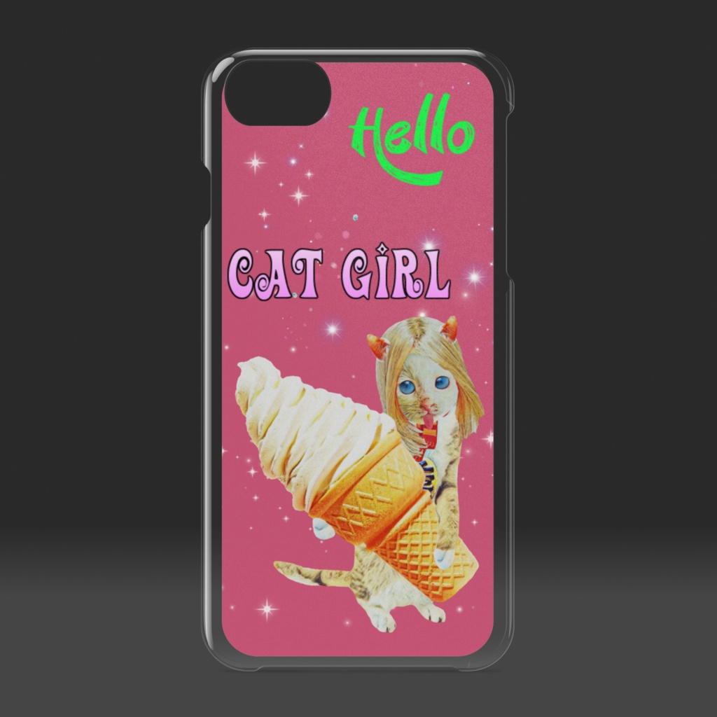 【クリアiPhoneケース】CAT GIRL ソフトクリーム