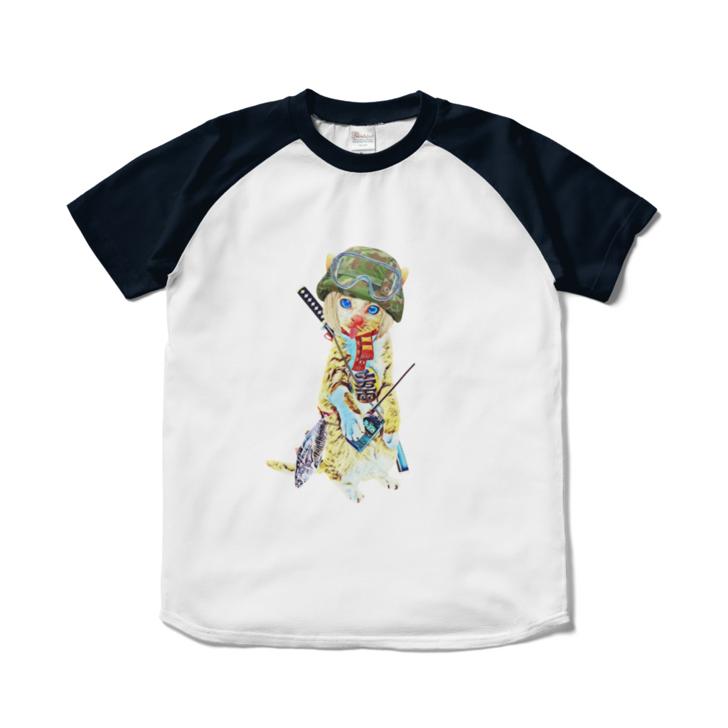 【ラグランTシャツ】チビ猫隊長